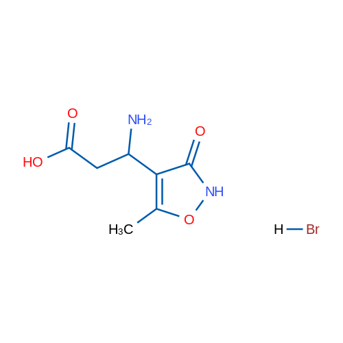 (+/-)-Alpha-氨基-3-羟基-5-甲基异噁唑-4-丙酸氢溴酸 结构式