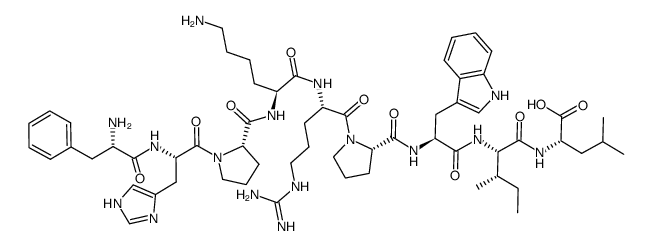 苯丙氨酰-组氨酰-脯氨酰-赖氨酰-精氨酰-脯氨酰-色氨酰-异亮氨酰-亮氨酸 结构式