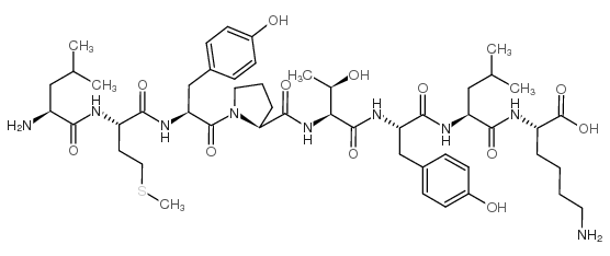L-亮氨酰-L-蛋氨酰-L-酪氨酰-L-脯氨酰-L-苏氨酰-L-酪氨酰-L-亮氨酰-L-赖氨酸 结构式