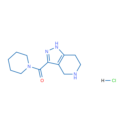 1-Piperidinyl(4,5,6,7-tetrahydro-1H-pyrazolo-[4,3-c]pyridin-3-yl)methanone hydrochloride 结构式