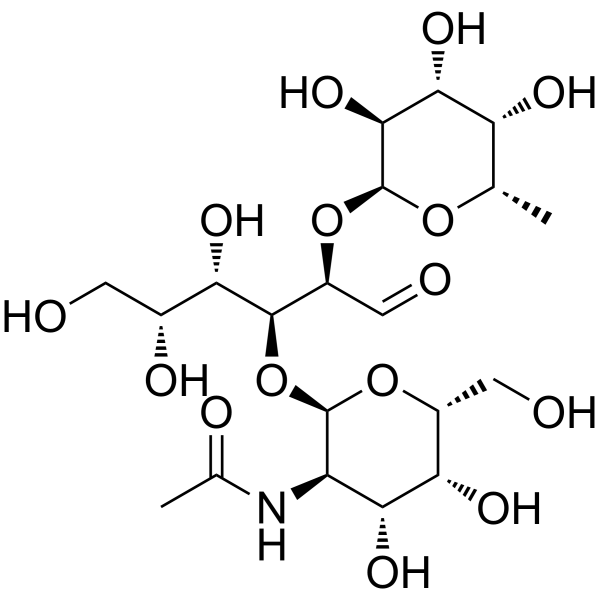 N-[(2R,3R,4R,5R,6R)-4,5-二羟基-6-(羟甲基)-2-[(2R,3S,4S,5R)-4,5,6-三羟基-1-氧代-2-[(2S,3S,4R,5S,6S)-3,4,5-三羟基-6-甲基氧杂环己-2-基]氧代己-3-基]氧代氧杂环己-3-基]乙酰胺 结构式