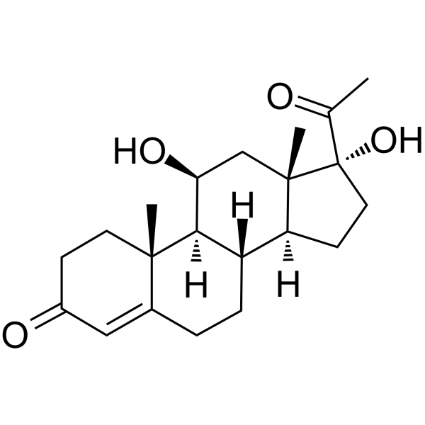 11beta,17alpha-二羟基-4-孕烯-3,20-二酮 结构式