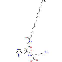 N-(1-氧代十六烷基)甘氨酰-L-组氨酰-L-赖氨酸 结构式