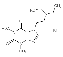 7-[2-(二乙氨基)乙基]-1,3-二甲基嘌呤-2,6-二酮盐酸盐 结构式