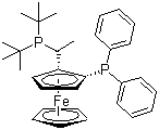 (R)-1-[(S)-2-(二苯基膦)二茂铁]乙基二叔丁基膦 结构式