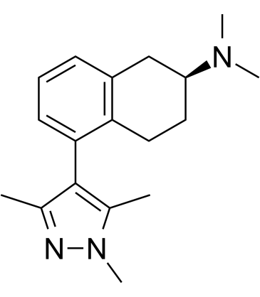(2S)-(+)-5-(1,3,5-三甲基吡唑-4-基)-2-(二甲氨基)四氢化萘 结构式