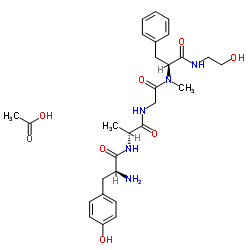 酪氨酸-D-丙氨酰-甘氨酰-N-甲基-苯丙氨酰-甘氨酰-醇脑啡肽乙酸盐 结构式