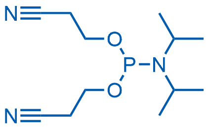 双(2-氰乙基)-N,N-二异丙基亚磷酰胺 结构式