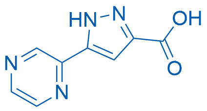5-(吡嗪-2-基)-1H-吡唑-3-羧酸 结构式