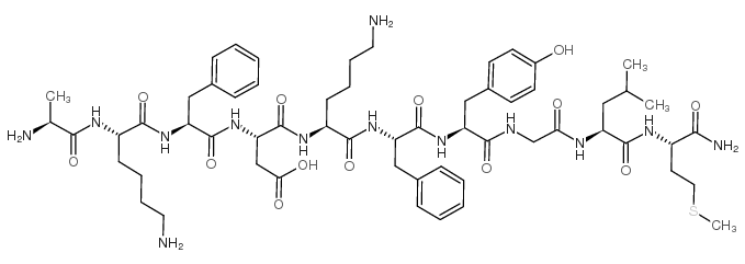 丙氨酰-赖氨酰-苯丙氨酰-天冬氨酰-赖氨酰-苯丙氨酰-酪氨酰-甘氨酰-亮氨酰-甲硫氨酰胺 结构式