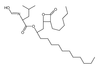 N-甲酰基-D-亮氨酸 (1R)-1-[[(2R,3R)-3-己基-4-氧代-2-氧杂环丁基]甲基]十二烷基酯 结构式