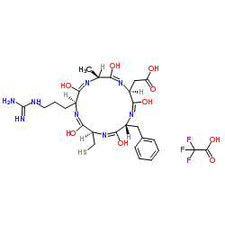 环(L-精氨酰-L-丙氨酰-L-α-天冬氨酰-D-苯丙氨酰-L-半胱氨酰) 结构式