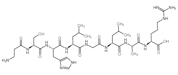 β-丙氨酰-L-丝氨酰-L-组氨酰-L-亮氨酰甘氨酰-L-亮氨酰-L-丙氨酰-L-精氨酸 结构式