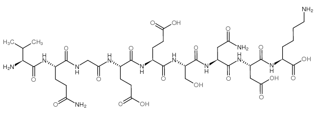 L-缬氨酰-L-谷氨酰甘氨酰-L-谷氨酰-L-谷氨酰-L-丝氨酰-L-天冬氨酰胺酰-L-天冬氨酰-L-赖氨酸 结构式