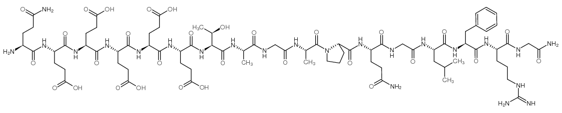 GLU-GLU-GLU-GLU-GLU-MET-ALA-VAL-VAL-PRO-GLN-GLY-LEU-PHE-ARG-GLY-NH2: EEEEEMAVVPQGLFRG-NH2 结构式