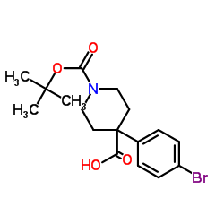 4-(4-溴苯基)-1-叔丁氧基羰基-哌啶-4-羧酸 结构式