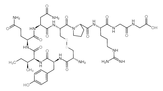 半胱氨酰-酪氨酰-异亮氨酰-谷氨酰-天冬氨酰-半胱氨酰-脯氨酰-精氨酰-甘氨酰-甘氨酸（1,6-二硫键桥） 结构式