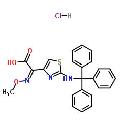 2-(2-三苯甲氨基噻唑-4-基)-2-甲氧亚氨基乙酸盐酸盐 结构式