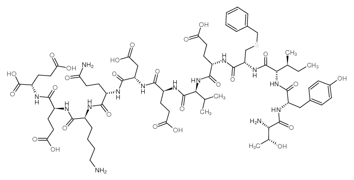 L-苏氨酰-L-酪氨酰-L-异亮氨酰-S-苄基-L-半胱氨酰-L-α-谷氨酰-L-缬氨酰-L-α-谷氨酰-L-α-天冬氨酰-L-谷氨酰胺酰-L-赖氨酰-L-α-谷氨酰-L-谷氨酸 结构式