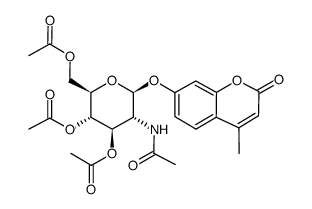 4-甲基伞形酮 2-乙酰氨基-3,4,6-O-三乙酰基-2-脱氧-beta-D-吡喃葡萄糖苷 结构式