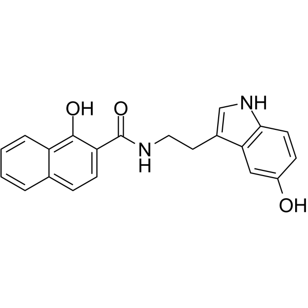1-羟基-N-[2-(5-羟基-1H-吲哚-3-基)乙基]-2-萘甲酰胺 结构式