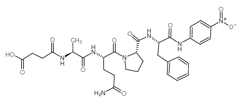 Suc-丙氨酰-谷氨酰-脯氨酰-苯丙氨酰对硝基苯胺 结构式