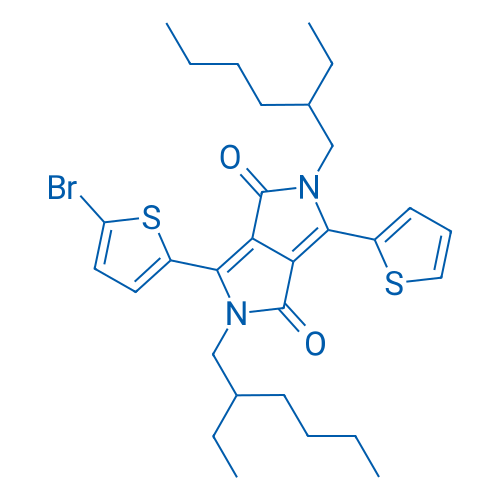 3-(5-溴-2-噻吩基)-2,5-双(2-乙基己基)-2,5-二氢-6-(2-噻吩基)吡咯并[3,4-C]吡咯-1,4-二酮 结构式