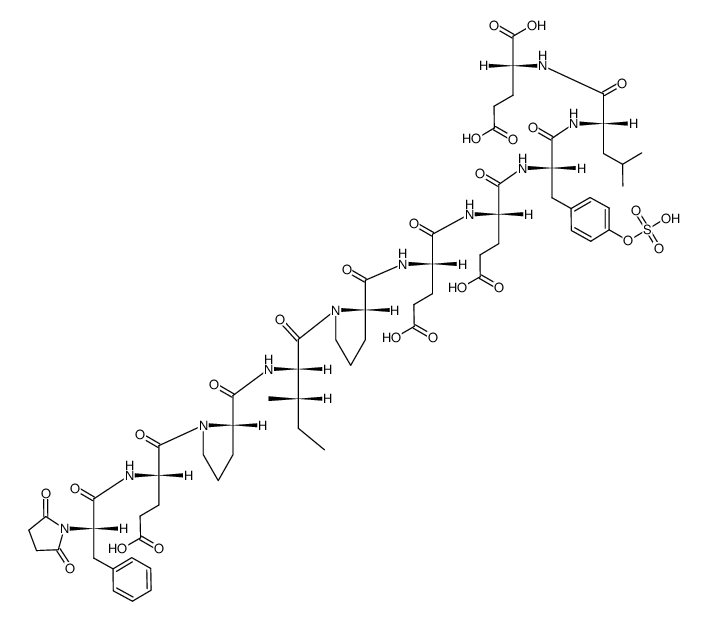琥珀酰-(Pro58,D-Glu65)-水蛭素(56-65)(硫酸化) 结构式
