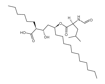 (2S,3R,5S)-5-[(N-甲酰-L-亮氨酰)氧]-2-己基-3-羟基十六烷酸 结构式