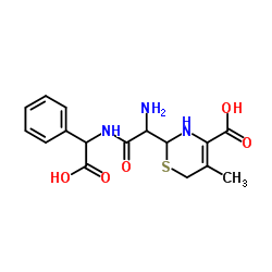 2-(1-Amino-2-{[carboxy(phenyl)methyl]amino}-2-oxoethyl)-5-methyl-3,6-dihydro-2H-1,3-thiazine-4-carboxylic acid 结构式