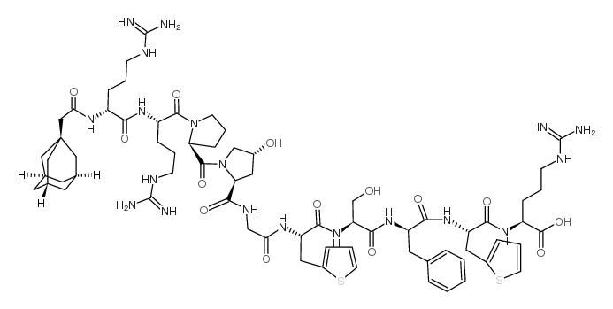 (1-金刚烷乙酰基-D-精氨酸0,羟脯氨酸3,β-(2-噻吩基)丙氨酸5,8,D-苯丙氨酸7)-舒缓激肽 结构式