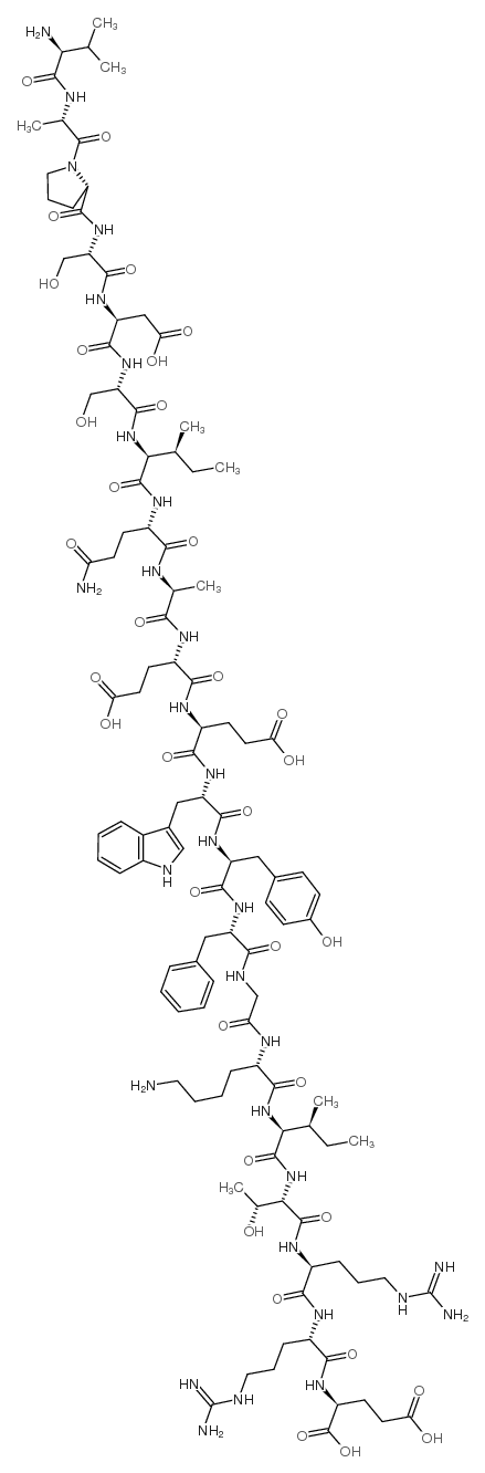 L-缬氨酰-L-丙氨酰-L-脯氨酰-L-丝氨酰-L-α-天冬氨酰-L-丝氨酰-L-异亮氨酰-L-谷氨酰胺酰-L-丙氨酰-L-α-谷氨酰-L-α-谷氨酰-L-色氨酰-L-酪氨酰-L-苯丙氨酰甘氨酰-L-赖氨酰-L-异亮氨酰-L-苏氨酰-L-精氨酰-L-精氨酰-L-谷氨酸 结构式