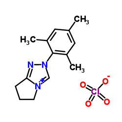 6,7-二氢-2-(2,4,6-三甲基苯基)-5H-吡咯并[2,1-c]-1,2,4-三唑鎓高氯酸盐 结构式