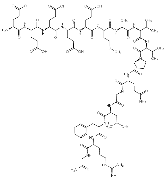 H-谷氨酰-谷氨酰-谷氨酰-谷氨酰-谷氨酰-甲硫氨酰-丙氨酰-缬氨酰-缬氨酰-脯氨酰-谷氨酰胺酰-甘氨酰-亮氨酰-苯丙氨酰-精氨酰-甘氨酰胺 结构式