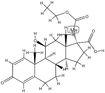 (11beta，17alpha)-17-[(Ethoxycarbonyl)oxy]-11-hydroxy-3-oxo-androsta-1，4-diene-17-carboxylic acid 结构式