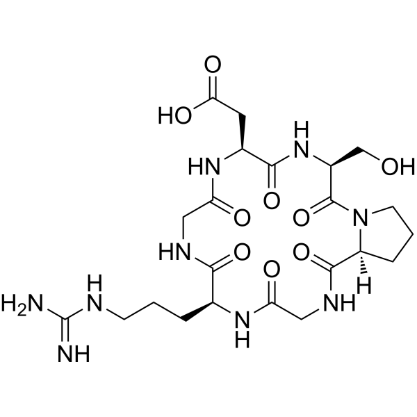 环(-甘氨酰-精氨酰-甘氨酰-天冬氨酰-丝氨酰-脯氨酰) 结构式