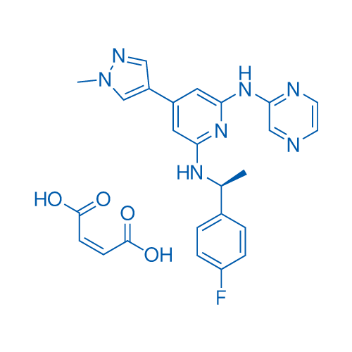 (S)-N2-(1-(4-氟苯基)乙基)-4-(1-甲基-1H-吡唑-4-基)-N6-(吡嗪-2-基)吡啶-2,6-二胺 马来酸盐 结构式
