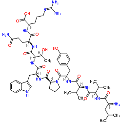 H-亮氨酰-缬氨酰-缬氨酰-酪氨酰-脯氨酰-色氨酰-苏氨酰-谷氨酰-精氨酸-OH 结构式