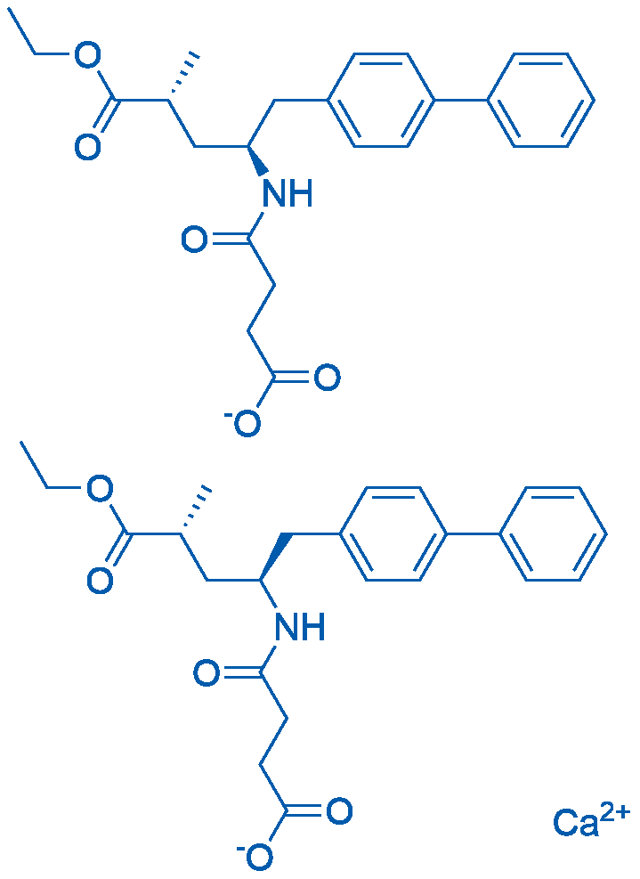 4-(((2R,4S)-1-([1,1'-联苯]-4-基)-5-乙氧基-4-甲基-5-氧代戊烷-2-基)氨基)-4-氧代丁酸钙盐 结构式