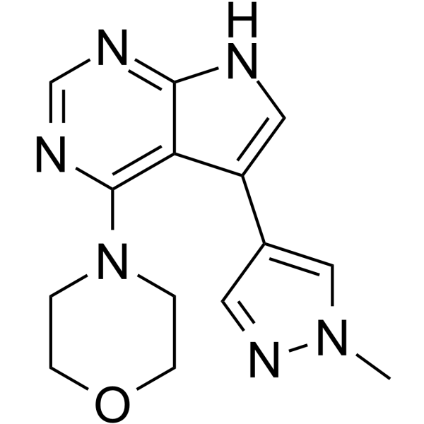 5-(1-甲基-1H-吡唑-4-基)-4-(4-吗啉基)-7H-吡咯并[2,3-d]嘧啶 结构式