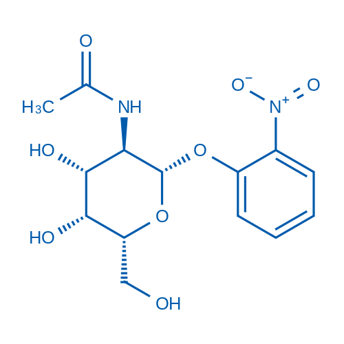 2-硝基苯基-2-乙酰氨基-2-脱氧-β-D-吡喃半乳糖苷 结构式