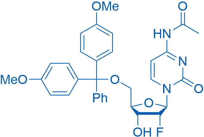 N-乙酰基-5'-O-[双(4-甲氧基苯基)苯基甲基]-2'-脱氧-2'-氟胞苷 结构式
