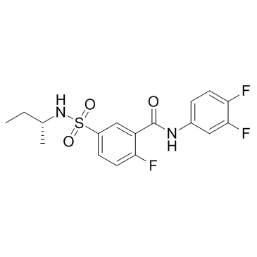 (R)-5-(N-(仲丁基)氨磺酰基)-N-(3,4-二氟苯基)-2-氟苯甲酰胺 结构式