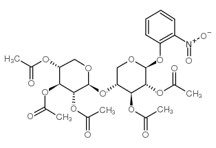 2-硝基苯基 4-O-(2,3,4-三-O-乙酰基-BETA-D-吡喃木糖基)-BETA-D-吡喃木糖苷 2,3-二乙酸酯 结构式