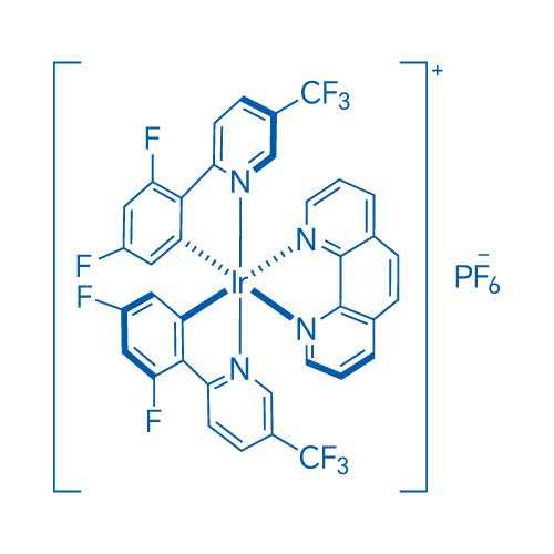 二[2-(2,4-二氟苯基)-5-三氟甲基吡啶][1,10-菲罗啉]铱六氟磷酸盐 结构式