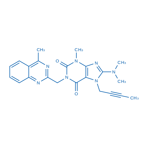 7-(丁-2-炔-1-基)-8-(二甲基氨基)-3-甲基-1-((4-甲基喹唑啉-2-基)甲基)-1H-嘌呤-2,6-(3H,7H)-二酮 结构式