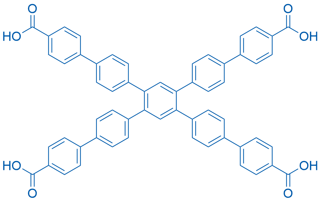 4'',5''-双(4'-羧基[1,1'-联苯]-4-基)[1,1':4',1'':2'',1''':4''',1''''-五联苯]-4,4''''-二羧酸 结构式