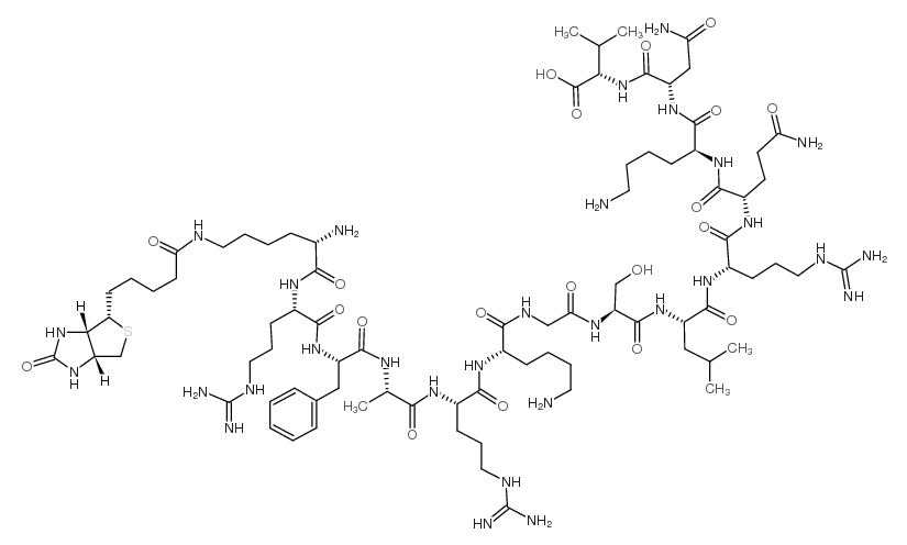 LYS(BIOTIN)-ARG-PHE-ALA-ARG-LYS-GLY-SER-LEU-ARG-GLN-LYS-ASN-VAL 结构式