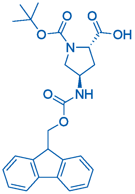 N-叔丁氧羰基-反式-4-N-芴甲氧羰基氨基-L-脯氨酸 结构式