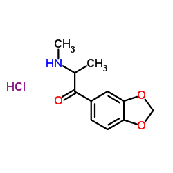 2-甲基氨基-1-(3,4-亚甲二氧苯基)-1-丙酮盐酸盐 结构式